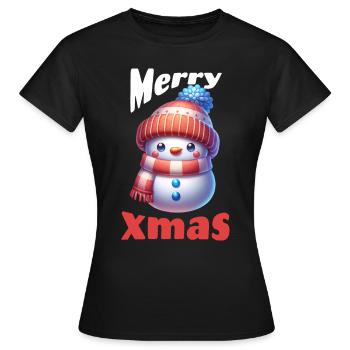 Merry Xmas Snowman Santa Claus Family - Women's T-Shirt - black - Front - AI Model Female 172 dark (172cm)