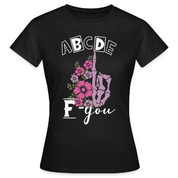 ABCDEFyou Alphabet Finger Evil Middle Finger - T-shirt Femme - noir - Devant - AI Model Female 172 dark (172cm)