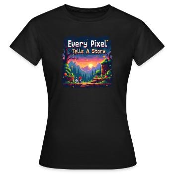 Chaque pixel raconte une histoire - Retro Gaming - T-shirt Femme - noir - Devant - AI Model Female 172 dark (172cm)