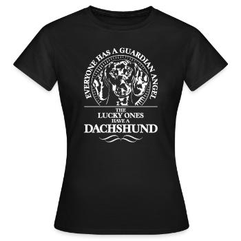 ANGE GARDIEN DACHSHUND - T-shirt Femme - noir - Devant - AI Model Female 172 dark (172cm)