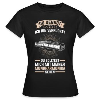 Harmonica Mundharmonika Akkord-mundharmonika - Frauen T-Shirt - Schwarz - Vorne - AI Model Female 172 dark (172cm)
