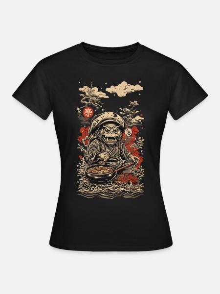 Yokai Ukiyo-E Style Rétro Art Japonais - T-shirt Femme - noir