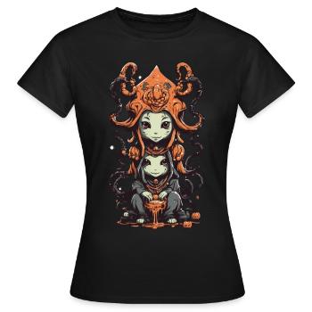 Slimy Cartoon Monster Halloween Point culminant - T-shirt Femme - noir - Devant - AI Model Female 172 dark (172cm)