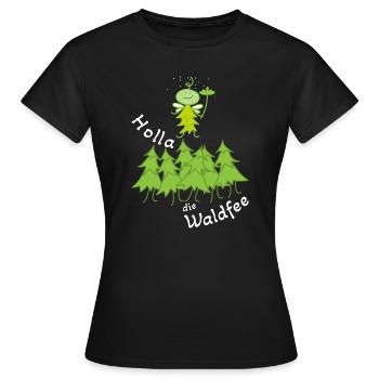Lustige Fee im Wald Waldfee - Frauen T-Shirt - Schwarz - Vorne - AI Model Female 172 dark (172cm)
