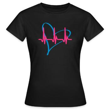 heartbeat - Frauen T-Shirt - Schwarz - Vorne - AI Model Female 172 dark (172cm)