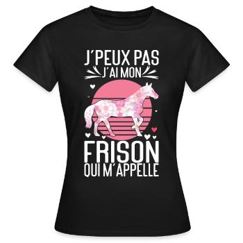 Humour Frison Cheval - T-shirt Femme - noir - Devant - AI Model Female 172 dark (172cm)