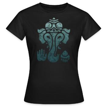 Ganesh, Ganesha, Hindouisme, Yoga, Dieu éléphant - T-shirt Femme - noir - Devant - AI Model Female 172 dark (172cm)