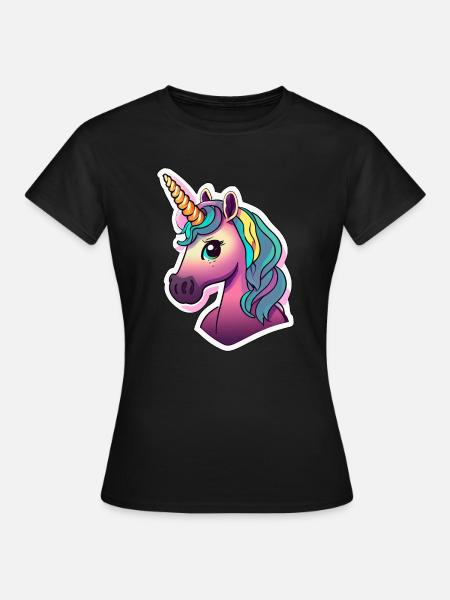 Regenbogen Einhorn für Mädchen Kinder Pferd - Frauen T-Shirt - Schwarz