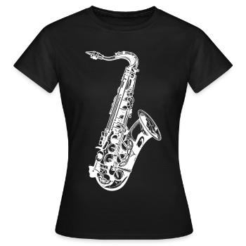 Saxophon Skizze - Frauen T-Shirt - Schwarz - Vorne - AI Model Female 172 dark (172cm)