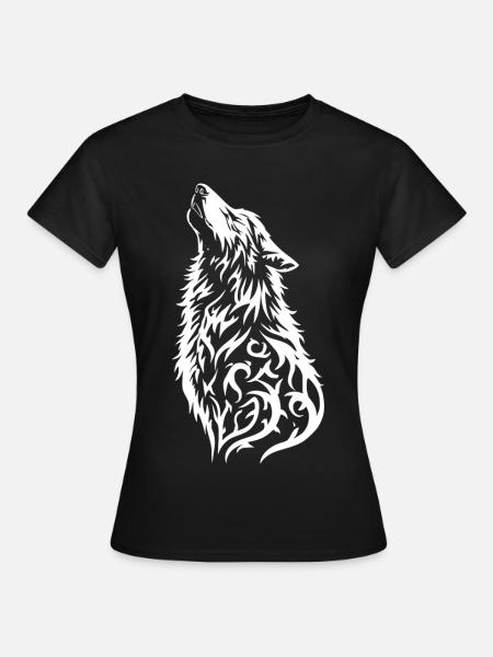 Wildes Wolfkopf Tattoo Design - Frauen T-Shirt - Schwarz