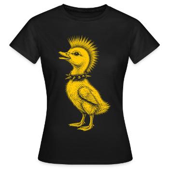 Punk Küken Irokese Tier Shirt - Frauen T-Shirt - Schwarz - Vorne - AI Model Female 172 dark (172cm)