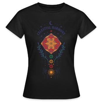 Spirituality Celestial Harmony Sacred Geometry - Women's T-Shirt - black - Front - AI Model Female 172 dark (172cm)