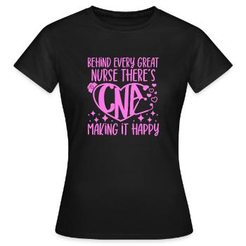 CNA Nursing Quotes Funny Nurse Lovers Cute CNA - Women's T-Shirt - black - Front - AI Model Female 172 dark (172cm)