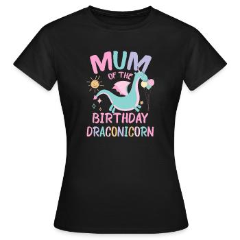 Mum Of the Birthday Girl Dracon Family Party - Frauen T-Shirt - Schwarz - Vorne - AI Model Female 172 dark (172cm)