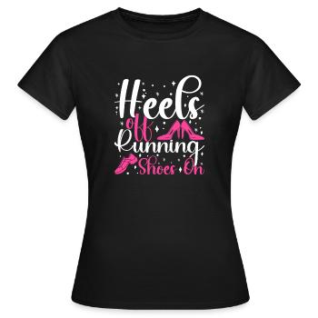 Talons de course des chaussures de course sur un marathonien - T-shirt Femme - noir - Devant - AI Model Female 172 dark (172cm)