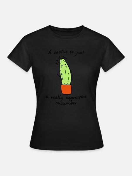 Cactus Cucumber Plant Spiny Aggressive - Women's T-Shirt - black