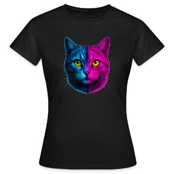 Chat Chat Néon Maison Chat Domestique Tigre Kitty - T-shirt Femme - noir - Devant - AI Model Female 172 dark (172cm)