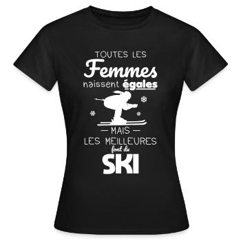 Ski - Femmes égales meilleures font du ski - T-shirt Femme - noir - Devant - AI Model Female 172 dark (172cm)