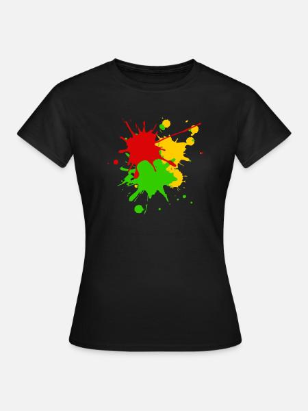 Reggae Farben Afrika Roots Flagge Farbspritzer - Frauen T-Shirt - Schwarz