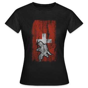 Drapeau suisse et ponts coupe-feu - - T-shirt Femme - noir - Devant - AI Model Female 172 dark (172cm)