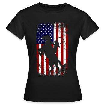 Cheval de drapeau des États-Unis - T-shirt Femme - noir - Devant - AI Model Female 172 dark (172cm)