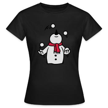 Schneemann jongliert mit Schneebällen - Frauen T-Shirt - Schwarz - Vorne - AI Model Female 172 dark (172cm)