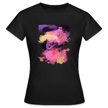 Kay&Em Color Explosion - Frauen T-Shirt - Schwarz - Vorne - AI Model Female 172 dark (172cm)