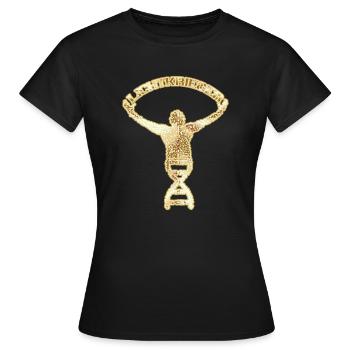 Guerrier léger - or, ADN, guerrier de la lumière - T-shirt Femme - noir - Devant - AI Model Female 172 dark (172cm)