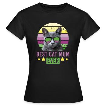 Best cat mum cat British Shorthair Russian Blue - Women's T-Shirt - black - Front - AI Model Female 172 dark (172cm)