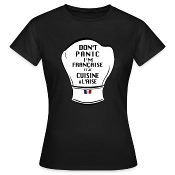je suis Française et je cuisine à l'aise - Humour - T-shirt Femme - noir - Devant - AI Model Female 172 dark (172cm)