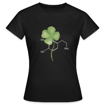 Strukturformel Dopamin mit Kleeblatt - Frauen T-Shirt - Schwarz - Vorne - AI Model Female 172 dark (172cm)