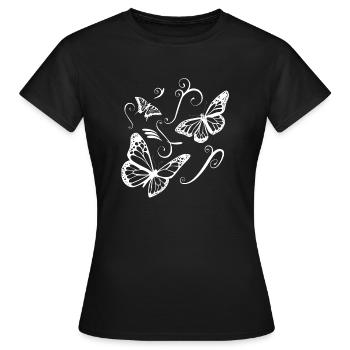 papillon Tatoo cadeau petite amie fleurs Ranke - T-shirt Femme - noir - Devant - AI Model Female 172 dark (172cm)