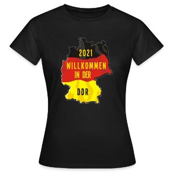 Willkommen in der DDR - Frauen T-Shirt - Schwarz - Vorne - AI Model Female 172 dark (172cm)