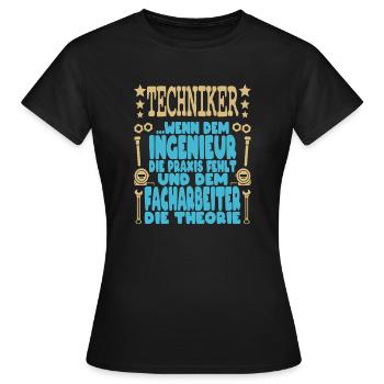 Techniker Schule Abschluss Fortbildung Ingenieur - Frauen T-Shirt - Schwarz - Vorne - AI Model Female 172 dark (172cm)