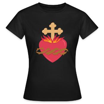 Sacred Heart of Jesus - Women's T-Shirt - black - Front - AI Model Female 172 dark (172cm)
