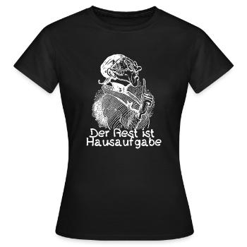 Der Rest ist Hausaufgabe | Busch Lehrer Lämpel - Frauen T-Shirt - Schwarz - Vorne - AI Model Female 172 dark (172cm)
