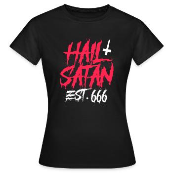 hail satan Design for a enthusiats of satan - Women's T-Shirt - black - Front - AI Model Female 172 dark (172cm)