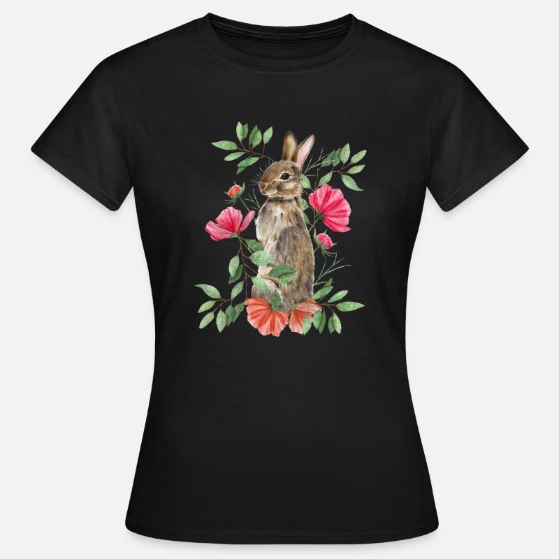 Rabbit with flowers - Women's T-Shirt - black