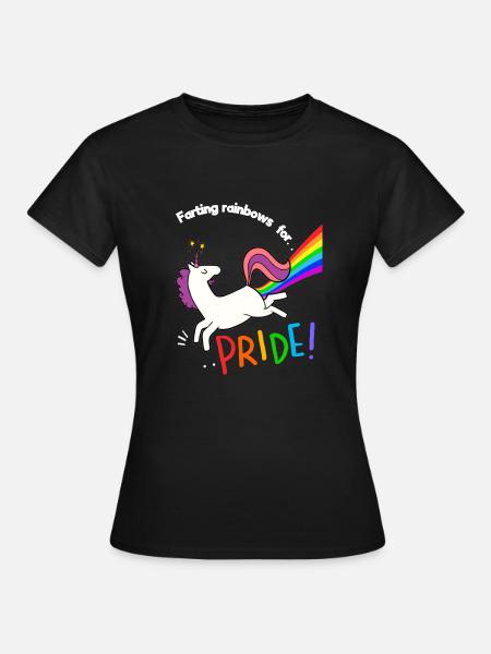Lustiges Gay Pride Regenbogen Einhorn - Dame-T-shirt - sort