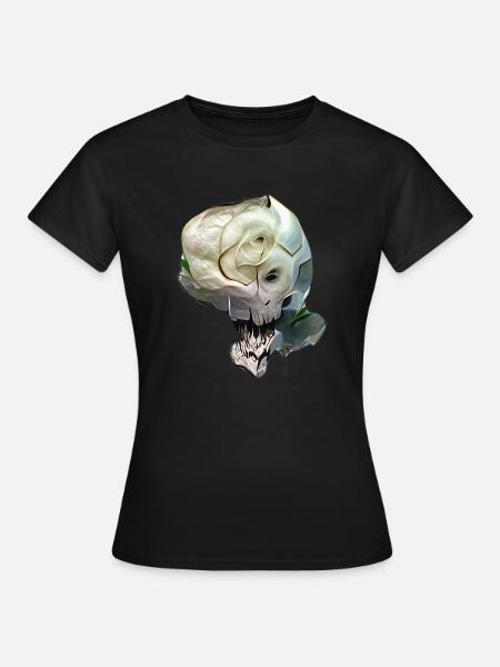 Crâne Rose - T-shirt Femme - noir