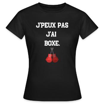 Je peux pas j'ai boxe - T-shirt j'peux pas boxe - T-shirt Femme - noir - Devant - AI Model Female 172 dark (172cm)