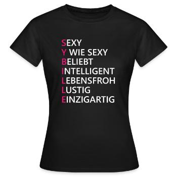 Sybille Name Geschenk - Frauen T-Shirt - Schwarz - Vorne - AI Model Female 172 dark (172cm)