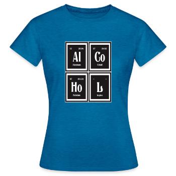 | de l’alcool Tableau périodique des éléments - T-shirt Femme - bleu saphir antique chiné - Devant - AI Model Female 172 dark (172cm)