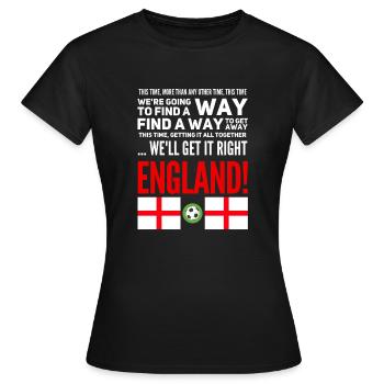 England Fußball - Frauen T-Shirt - Schwarz - Vorne - AI Model Female 172 dark (172cm)
