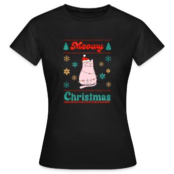 Miaou Noël - T-shirt Femme - noir - Devant - AI Model Female 172 dark (172cm)