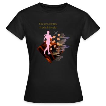 frisch und lieblich wie ich - Frauen T-Shirt - Schwarz - Vorne - AI Model Female 172 dark (172cm)