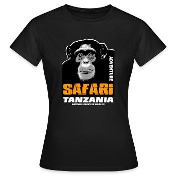 Tansania - Schimpanse - Frauen T-Shirt - Schwarz - Vorne - AI Model Female 172 dark (172cm)