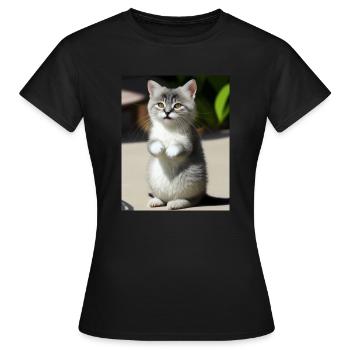 Chat persan blanc - T-shirt Femme - noir - Devant - AI Model Female 172 dark (172cm)