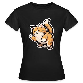 Happy Cat Paws, Jouer à l’autocollant de chat - T-shirt Femme - noir - Devant - AI Model Female 172 dark (172cm)