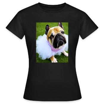 Eine französische Bulldogge im Tutu - Frauen T-Shirt - Schwarz - Vorne - AI Model Female 172 dark (172cm)